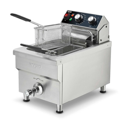 Waring WDF1300 10 Lbs. Stainless Steel Electric Countertop Commercial Deep Fryer - 120 Volts