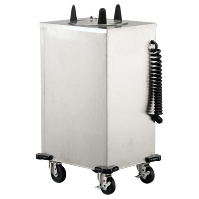 Lakeside 6109 Easy-Glide 9.13" Dia. Round Stainless Steel 1-Tube Heated Mobile Dish Dispenser