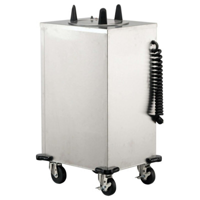 Lakeside 6109 Easy-Glide 9.13" Dia. Round Stainless Steel 1-Tube Heated Mobile Dish Dispenser