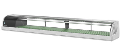 Hoshizaki HNC-210BA-L-SLH 82.7" W Curved Glass Countertop Refrigerated Sushi Display Case - 115 Volts, Left Side Compressor