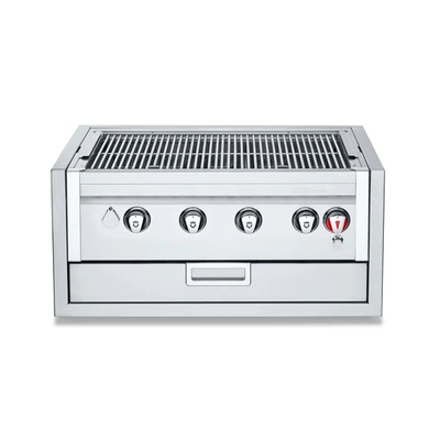 Crown Verity IBI30-GO-NG Infinite Series Natural Gas 35.24" W 4 Burners Stainless Steel Built-In Outdoor Charbroiler Grill - 60,500 BTU