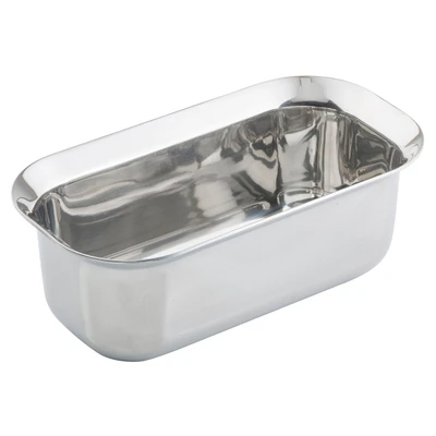TableCraft Products 123509 11" x 5 7/8" x 4" 3 Qt. Third Size Without Handles Induction Aluminum Core Mirror Finish Tri-Ply Serving Pan