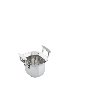 TableCraft Products 123514 5 7/8" x 5 1/4" x 4" 1 1/4 Qt. Sixth Size With Handles Induction Aluminum Core Mirror Finish Tri-Ply Serving Pan