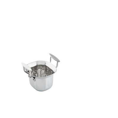TableCraft Products 123514 5 7/8" x 5 1/4" x 4" 1 1/4 Qt. Sixth Size With Handles Induction Aluminum Core Mirror Finish Tri-Ply Serving Pan