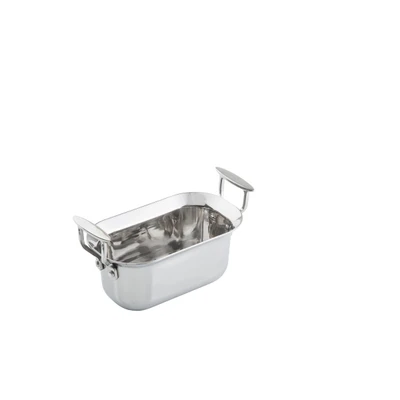 TableCraft Products 123512 9" x 5 1/4" x 4" 2 Qt. Quarter Size With Handles Induction Aluminum Core Mirror Finish Tri-Ply Serving Pan