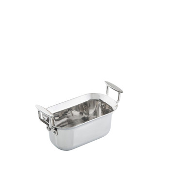 TableCraft Products 123512 9" x 5 1/4" x 4" 2 Qt. Quarter Size With Handles Induction Aluminum Core Mirror Finish Tri-Ply Serving Pan