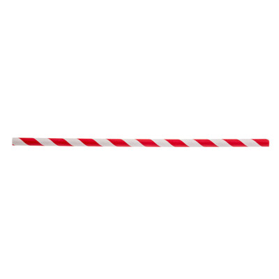 TableCraft Products 100125 7 3/4" L 6mm Thick Individually Wrapped Paper Red Striped Straws