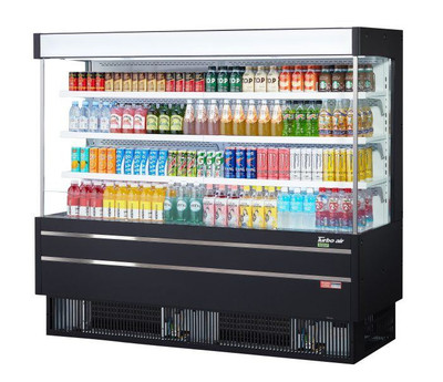 Turbo Air TOM-75MSEW(B)-N 20.9 Cu. Ft. Medium-Height 6 Shelves Vertical Air Curtain Open Display Merchandiser - 115 Volts