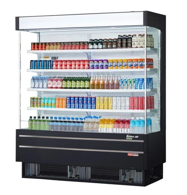 Turbo Air TOM-75SEW(B)-N 32.2 Cu. Ft. Full-Height 8 Shelves Vertical Air Curtain Open Display Merchandiser - 220 Volts