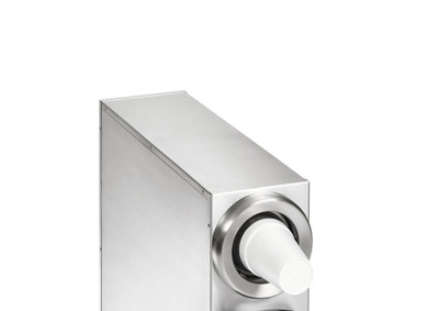 Vollrath 58843 14.25" W x 31.63" H x 23.25" D Stainless Steel Vertical Countertop with 3 "T" Lid Holders and Straw Pocket Cup Dispenser