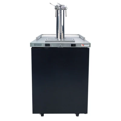 Micro Matic MDD23W-E-A 25" W Black Vinyl Over Steel One-Section Pro-Line E-Series Dual Temperature Wine Cooler Dispenser - 115 Volts