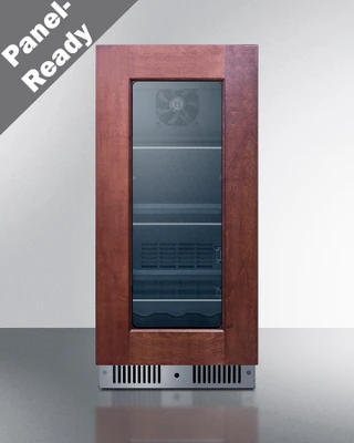 Summit CL156BV1PNR 14.75" W Stainless Steel Built-In or Freestanding Undercounter Beverage Center with Glass Door Panel-Ready - 115 Volts