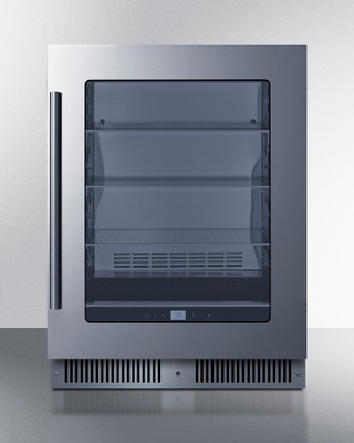 Summit CL24BV1 23.38" W Stainless Steel Built-In or Freestanding Glass Door Undercounter Beverage Center - 115 Volts