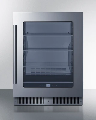 Summit CL24BV1 23.38" W Stainless Steel Built-In or Freestanding Glass Door Undercounter Beverage Center - 115 Volts