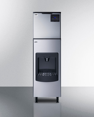 Summit BIM350KDISP 23.25" W Black Stainless Steel Air-Cooled Commercial Clear Full Size Cube Ice Machine with Ice Dispenser - 115 Volts