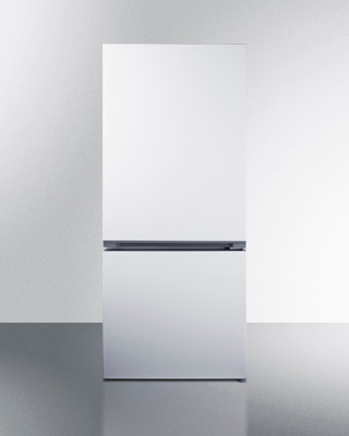 Summit FFBF172W 16.1 Cu. Ft. White Cabinet Stainless Steel 1-Section Bottom Mount Refrigerator-Freezer - 115 Volts