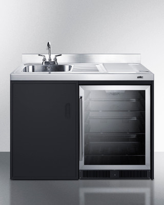 Summit CK48NCSINKL 47.25" W Black Left Door Swing Cabinet All-In-One Kitchenette - 115 Volts