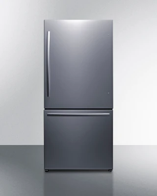 Summit FFBF179SSIM 17.2 Cu. Ft. Gray Cabinet Stainless Steel 2 Doors Bottom Mount Refrigerator-Freezer - 115 Volts