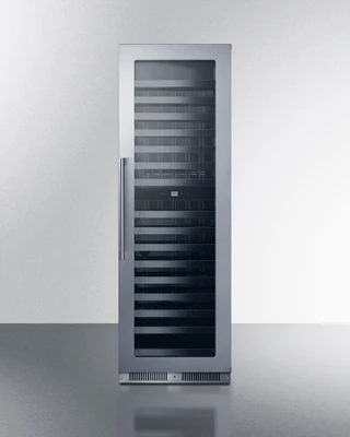 Summit SDHWC98 23.5" W Stainless Steel Built-In Dual Zone Shallow Depth Wine Cellar with a 98-Bottle Capacity - 115V