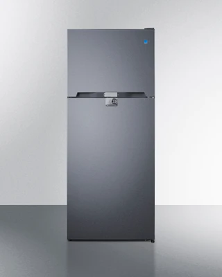 Summit CTR15SSLLF2 14.3 Cu. Ft. Stainless Steel White Interior 2 Solid Doors Top-Mount Refrigerator-Freezer with Combination Lock - 115 Volts