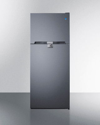 Summit CTR15SSLLF2 14.3 Cu. Ft. Stainless Steel White Interior 2 Solid Doors Top-Mount Refrigerator-Freezer with Combination Lock - 115 Volts