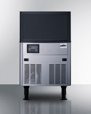 Summit BIM125 120 Lbs. Production Capacity Stainless Steel Air-Cooled Commercial Clear Full Size Cube Ice Machine with Bin - 115 Volts