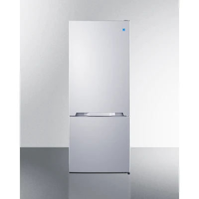 Summit FFBF151W 15.1 Cu. Ft. Stainless Steel White Interior 2 Solid Doors Frost-Free Refrigerator-Freezer - 115 Volts