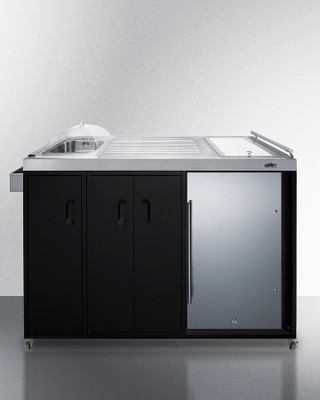Summit CARTOS54LS 57.88" W Black Portable Outdoor Kitchenette with Stainless Steel Door Refrigerator - 115 Volts