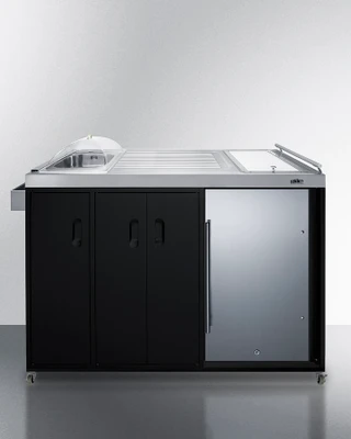 Summit CARTOS54LS 57.88" W Black Portable Outdoor Kitchenette with Stainless Steel Door Refrigerator - 115 Volts