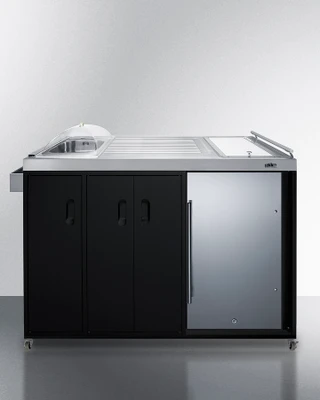 Summit CARTOS54LS 57.88" W Black Portable Outdoor Kitchenette with Stainless Steel Door Refrigerator - 115 Volts