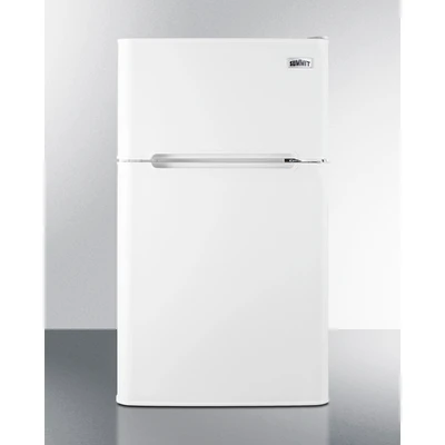 Summit CP34W 3.2 Cu. Ft. White Stainless Steel 2-Door Design Compact Refrigerator-Freezer - 115 Volts