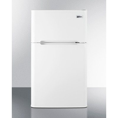 Summit CP34W 3.2 Cu. Ft. White Stainless Steel 2-Door Design Compact Refrigerator-Freezer - 115 Volts