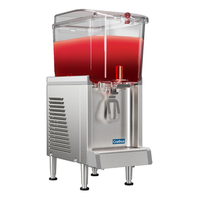 Crathco-UNIC CS-1D-16-290 Simplicity Series 10.5" W Stainless Steel Base with 1 (4.75 Gal.) Clear Plastic Bowl Electric Bubbler Pre-Mix Cold Beverage Dispenser - 120 Volts