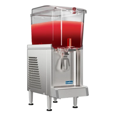 Crathco-UNIC CS-1D-16-290 Simplicity Series 10.5" W Stainless Steel Base with 1 (4.75 Gal.) Clear Plastic Bowl Electric Bubbler Pre-Mix Cold Beverage Dispenser - 120 Volts