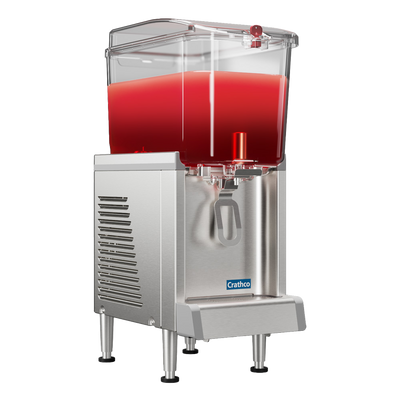 Crathco-UNIC CS-1D-16-290 Simplicity Series 10.5" W Stainless Steel Base with 1 (4.75 Gal.) Clear Plastic Bowl Electric Bubbler Pre-Mix Cold Beverage Dispenser - 120 Volts