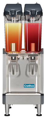 Crathco-UNIC CS-2E-16-290 Simplicity Series 10.5" W Stainless Steel Base with 2 (2.4 Gal.) Clear Plastic Bowls Electric Bubbler Mini-Twin Pre-Mix Cold Beverage Dispenser - 120 Volts