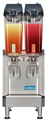 Crathco-UNIC CS-2E-16-290 Simplicity Series 10.5" W Stainless Steel Base with 2 (2.4 Gal.) Clear Plastic Bowls Electric Bubbler Mini-Twin Pre-Mix Cold Beverage Dispenser - 120 Volts