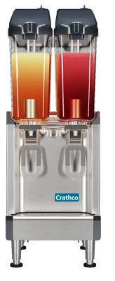 Crathco-UNIC CS-2E-16-290 Simplicity Series 10.5" W Stainless Steel Base with 2 (2.4 Gal.) Clear Plastic Bowls Electric Bubbler Mini-Twin Pre-Mix Cold Beverage Dispenser - 120 Volts