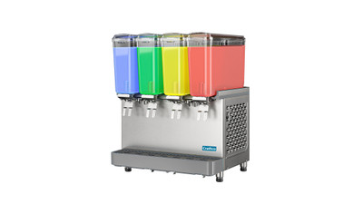 Crathco-UNIC SR-4E-16 20.6" W Stainless Steel Electric Classic Pro Bubbler Mini Quad Pre-Mix Cold Beverage Dispenser - 120 Volts
