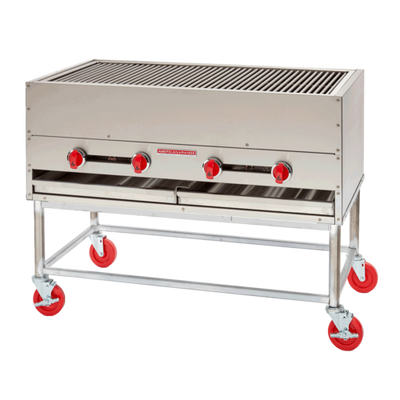 American Range AR-CCB-4827 27" D Stainless Steel Liquid Propane Horizontal Chicken Broiler Unit and Stand with 6" Adjustable Legs - 160,000 BTU