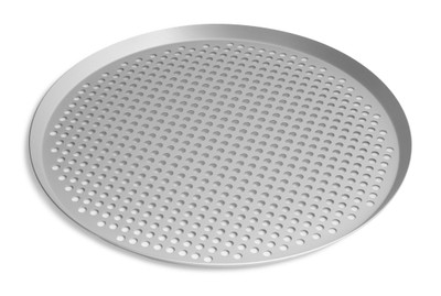 Vollrath PC15XPCC 15" Diameter x 3/4" Deep Clear Coat Anodized Finish Press Cut Pizza Pan