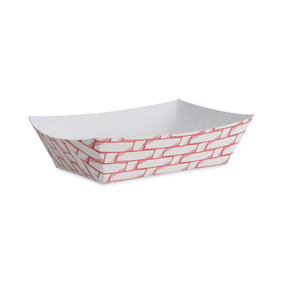Essendant BWK30LAG200 2 Lbs. Red and White Paper Food Baskets - 1000 per Carton