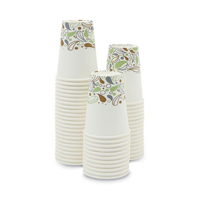 Essendant BWKDEER12HCUP 12 Oz. Poly-Lined Disposable Boardwalk Deerfield Printed Paper Hot Cups - 20 Sleeves of 50 Each