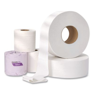 Essendant CSDB040 2-Ply White Cascades PRO Select Standard Bath Tissue - 96 Rolls of 500 Each