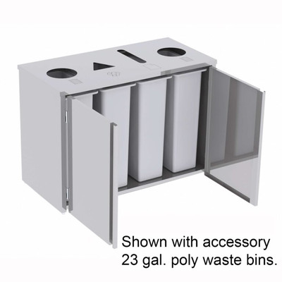 Lakeside 3318 (4) 23 Gal. Stainless Steel Waste &amp; Recycle Station