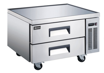 Omcan USA 50070 36" W Stainless Steel 2 Drawers Refrigerated Chef Base or Equipment Stand - 110 Volts 0.17 HP