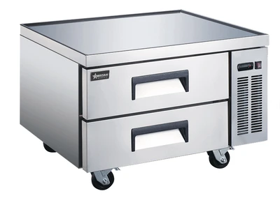 Omcan USA 50070 36" W Stainless Steel 2 Drawers Refrigerated Chef Base or Equipment Stand - 110 Volts 0.17 HP