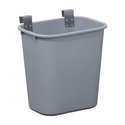 Lakeside 202 Large Gray Polyethylene Waste Basket with Stainless Steel Hanger Strap