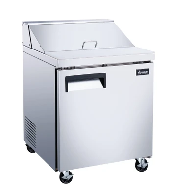 Omcan USA 50045 28" W Stainless Steel 1 Door Refrigerated Pizza Prep Table -110 Volts 0.2 HP