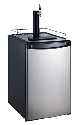 Omcan USA 46500 Half and Full Size Kegs Black Stainless Steel with Single Faucet Draft Beer Cooler - 115 Volts